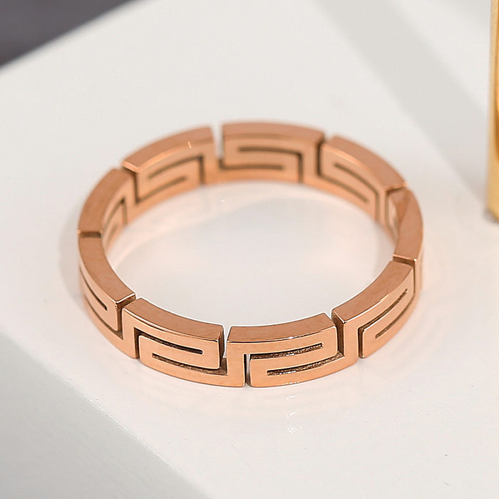 Retro Solid Color Titanium Steel Plating Gold Plated Rings