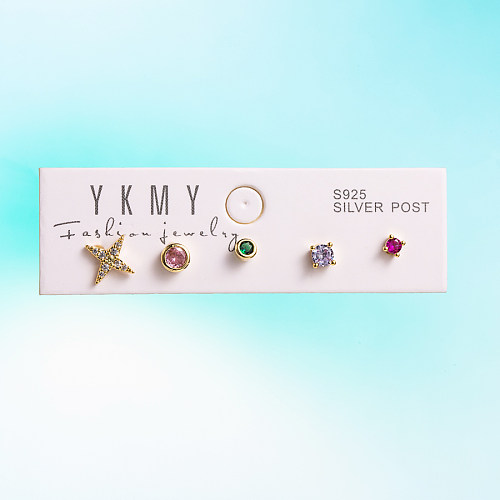 Yakemiyou Sweet Water Droplets Heart Shape Copper Opal Zircon 14K Gold Plated Earrings