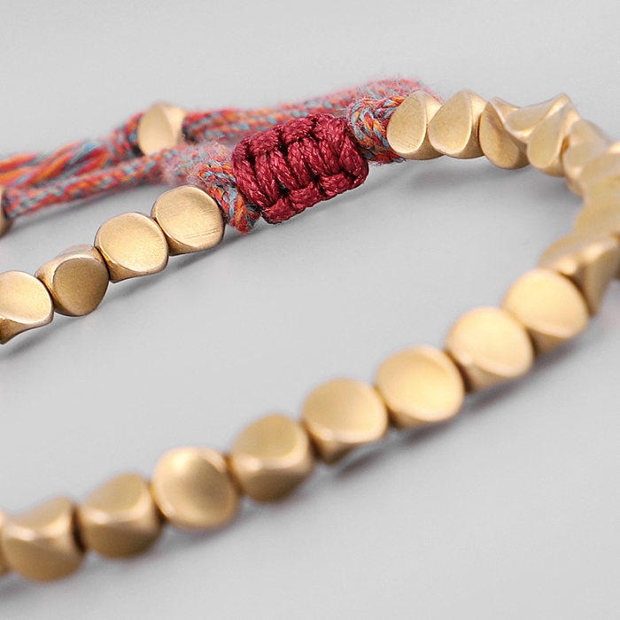 Pulseiras de cobre de cor sólida estilo étnico pulseiras de cobre com contas 1 peça