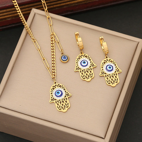 IG Style Retro Simple Style Palm Eye Stainless Steel Plating Bracelets Necklace