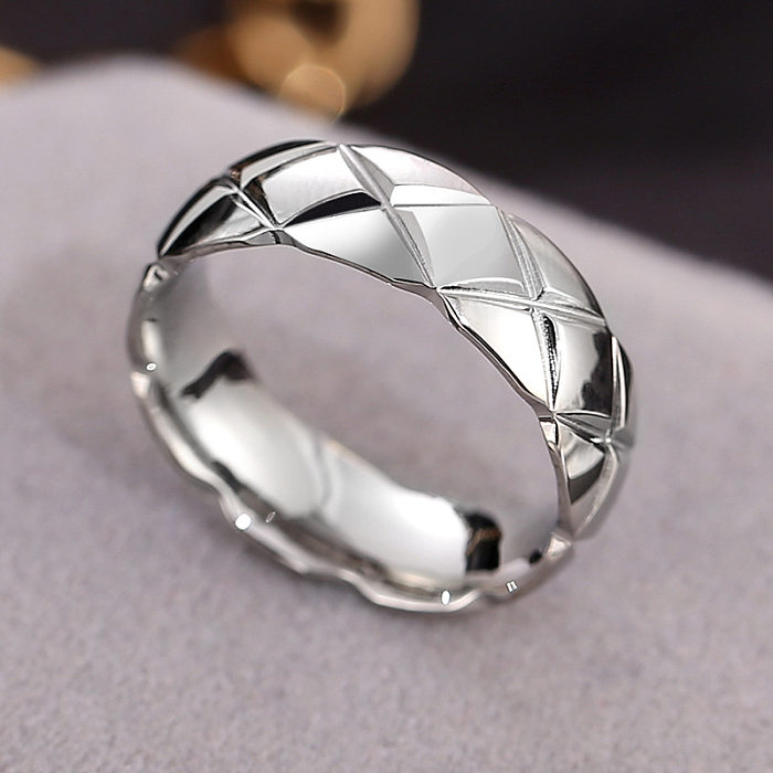 Fashion Plaid Titanium Steel Rings 1 Piece