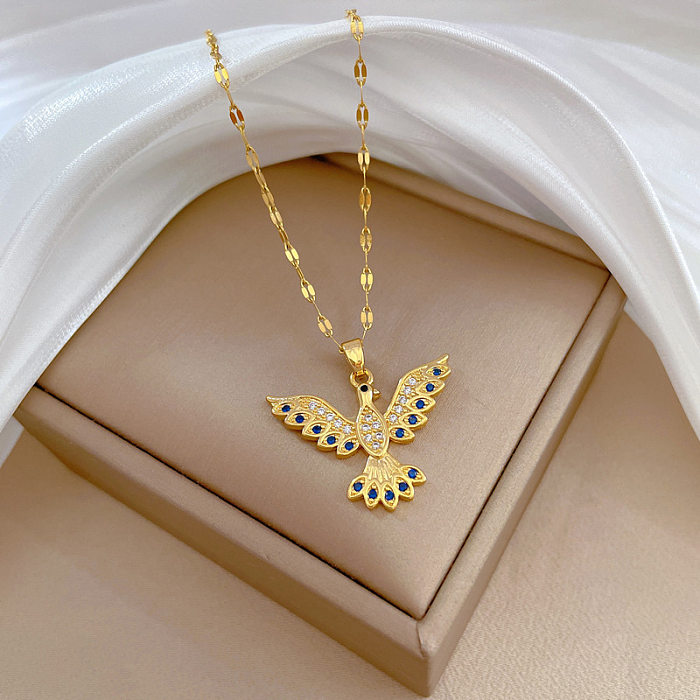Sweet Phoenix Titanium Steel Copper Artificial Gemstones Pendant Necklace In Bulk