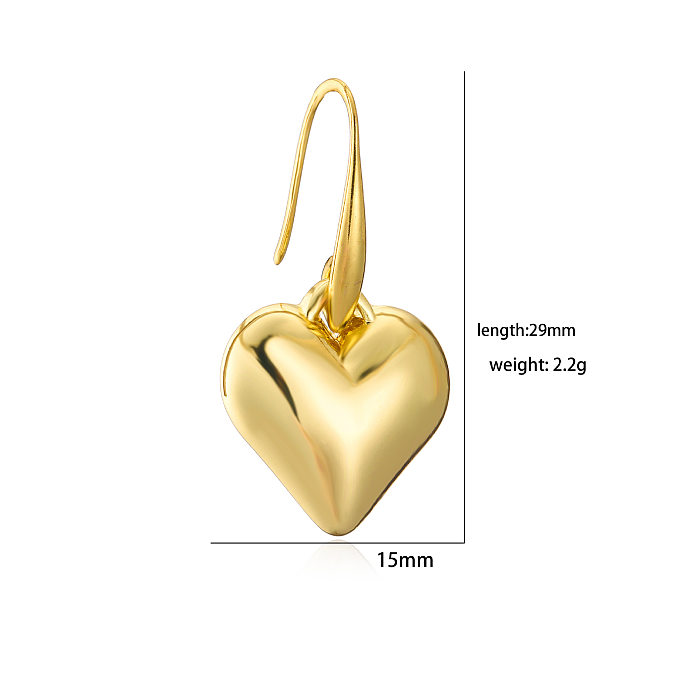 مجموعة مجوهرات نسائية بتصميم بسيط على شكل قلب مطلية بالنحاس