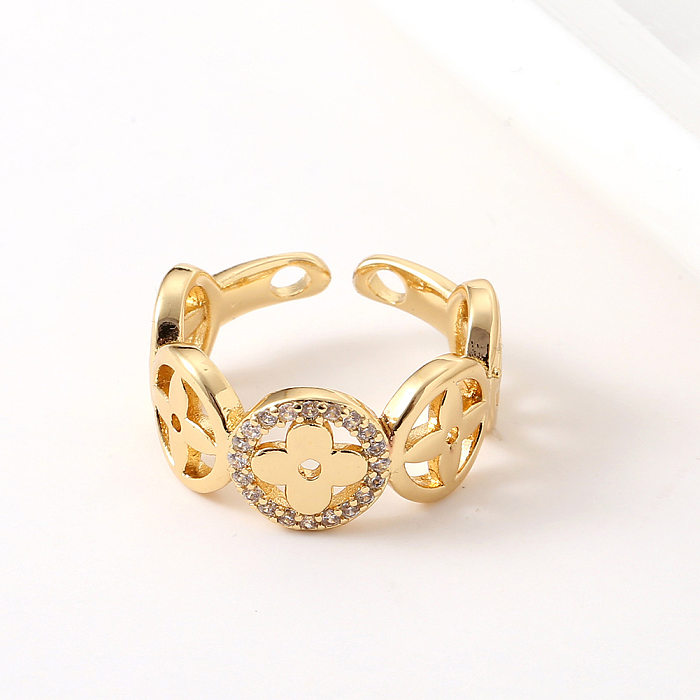 New Women's Copper Plated Real Gold Geometric Open Tail Ring