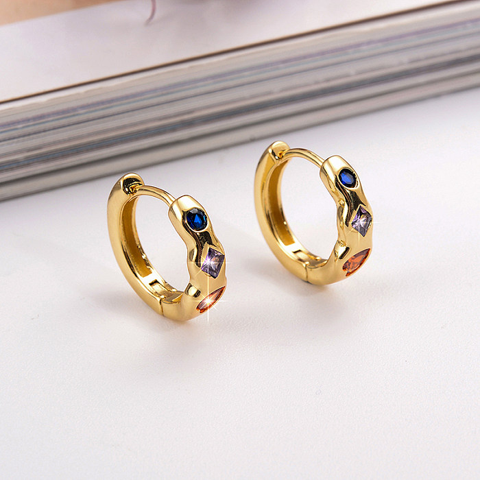 1 Pair Modern Style Round Plating Inlay Copper Zircon 18K Gold Plated Earrings