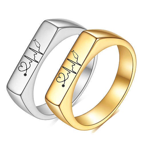 Commute Solid Color Stainless Steel Gold Plated Rings In Bulk