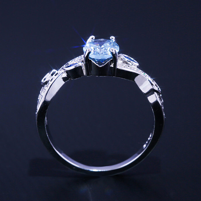 Novos acessórios de anel moda azul royal zircão feminino anel de cobre