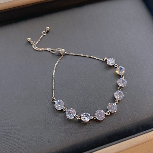 Casual Simple Style Round Copper Plating Inlay Zircon Bracelets