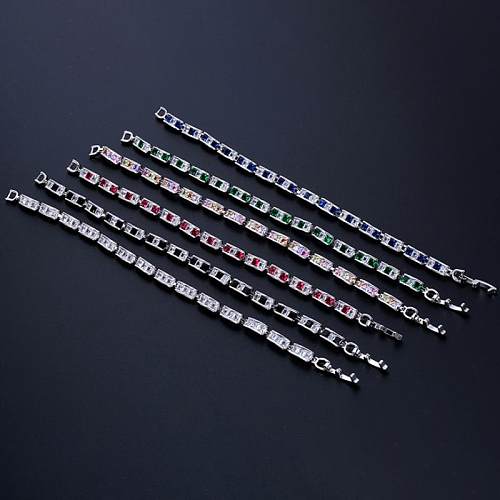 Bracelets de Zircon incrustés de placage de cuivre carré de Style coréen brillant décontracté