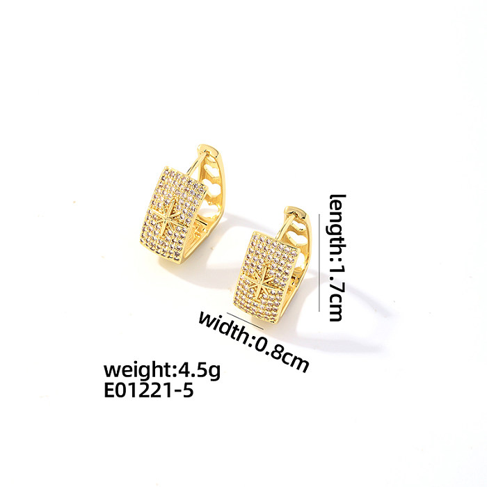1 Pair Modern Style Simple Style Round Plating Inlay Copper Zircon White Gold Plated Gold Plated Earrings