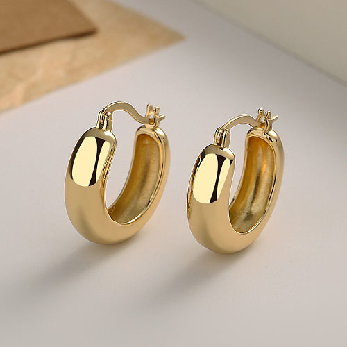 1 Paar Streetwear-Ohrringe mit runder Beschichtung aus Kupfer und vergoldet