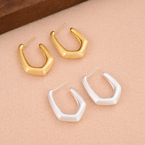 1 paire de clous d'oreilles en cuivre plaqué or, Style Simple, en forme de U