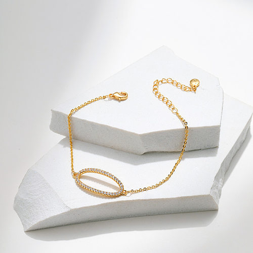 Bracelets plaqués or 18K de pierres précieuses artificielles d'incrustation de cuivre géométrique de style simple
