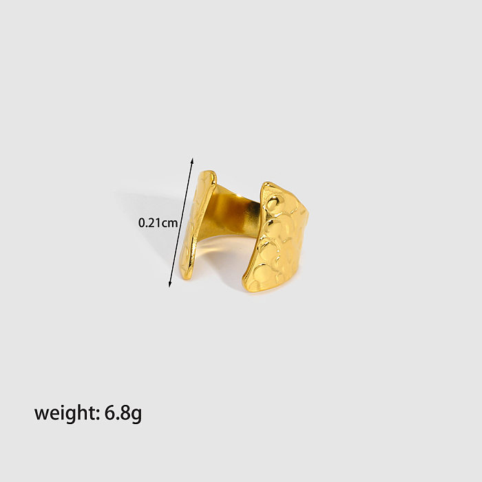 Retro Simple Style Streetwear Irregular Stainless Steel Plating 18K Gold Plated Open Rings
