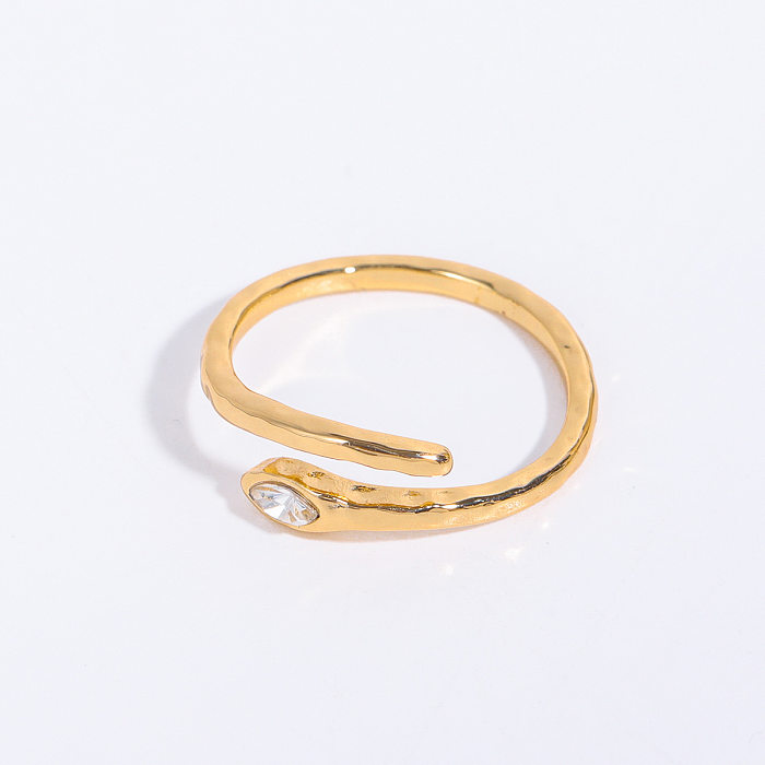 Hip-Hop Exaggerated Snake Copper Plating Inlay Zircon 18K Gold Plated Open Rings