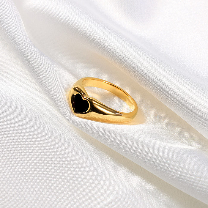 Atacado Lady Heart Shape Chapeamento de aço inoxidável 18K anéis de concha banhados a ouro