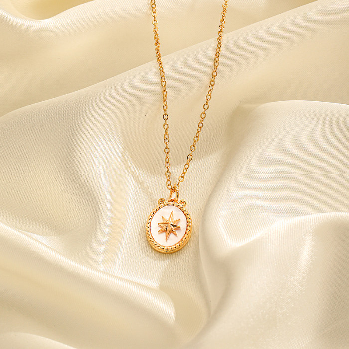 Casual Commute Star Butterfly Copper Plating Inlay Shell 18K Gold Plated Earrings Necklace