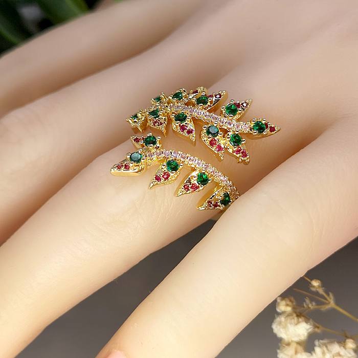 Anéis abertos de zircão com incrustações de cobre Sweet Leaf