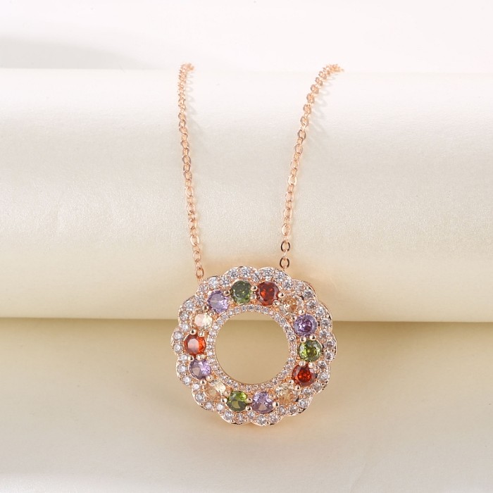 Glam Simple Style Planet Copper Zircon Pendant Necklace In Bulk