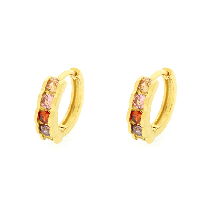 1 Pair Elegant Simple Style Shiny Circle Square Plating Inlay Copper Zircon 18K Gold Plated Earrings