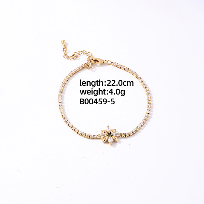 Casual Vintage Style Round Devil'S Eye Square Copper Plating Inlay Zircon Gold Plated Bracelets