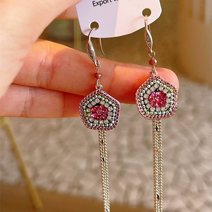 1 Pair Ethnic Style Geometric Copper Drop Earrings