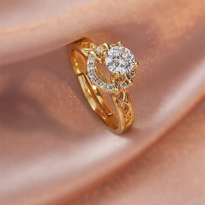 Fashion Square Shaped Female Micro Inlaid Zircon Copper Ring