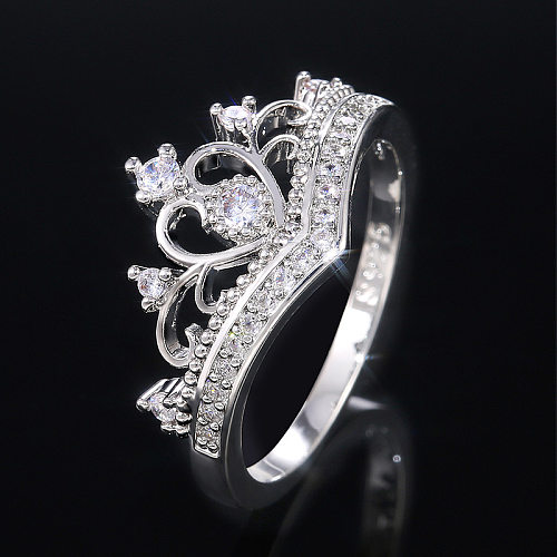 Creative Micro-encrusted Zircon Ladies Crown Copper Ring Classic Fashion Hand Jewelry