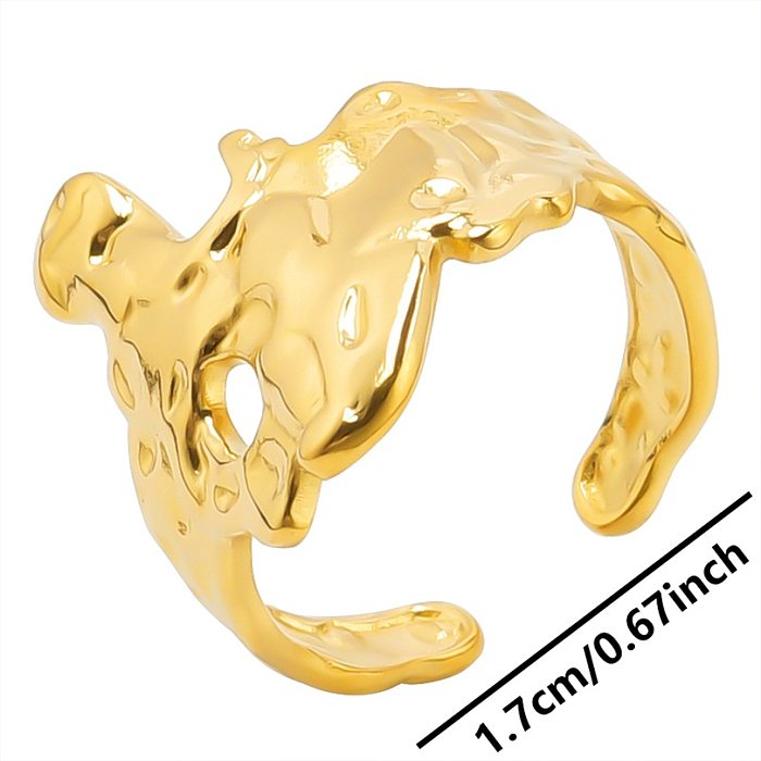 Anéis banhados a ouro com revestimento de aço inoxidável de cor sólida retrô