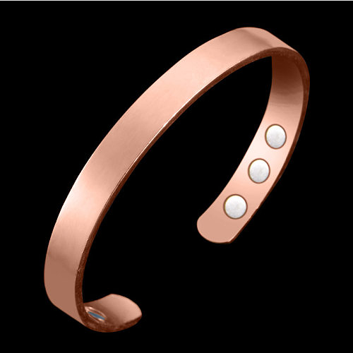 Bracelet de canal carpien plaqué or rose avec aimant rond en cuivre de style simple