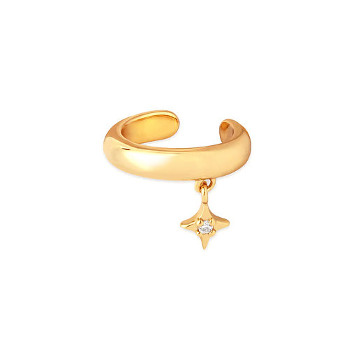 1 peça estilo simples estrela chapeamento de cobre incrustação de pedras preciosas artificiais brincos banhados a ouro 18K