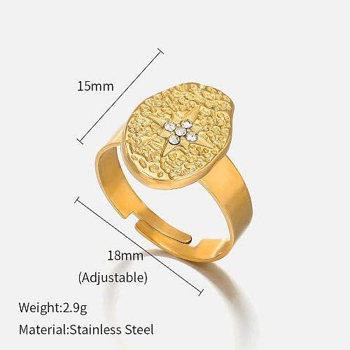 Fashion Geometric Stainless Steel Plating Inlay Zircon Open Ring 1 Piece