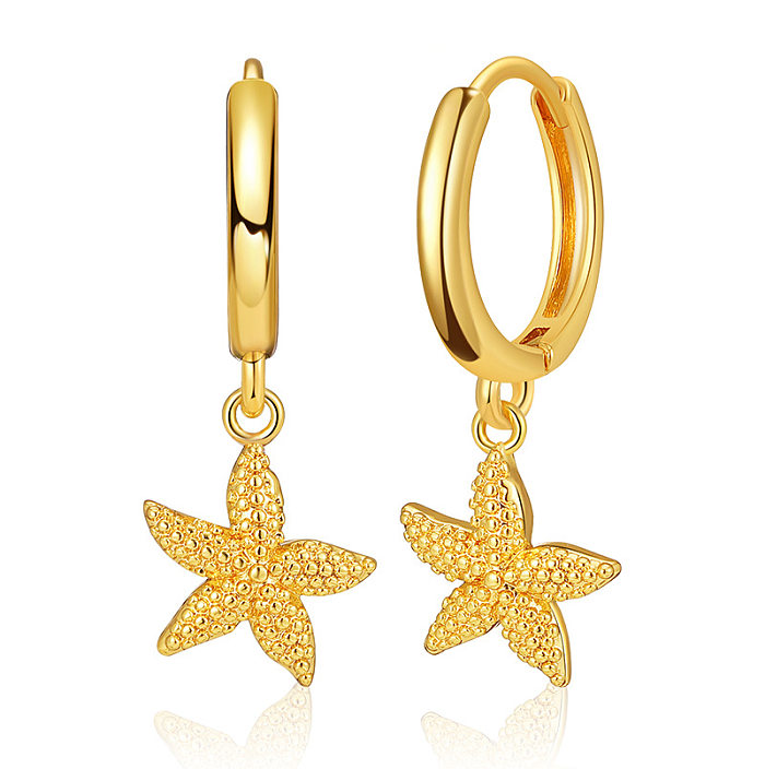1 paire de boucles d'oreilles pendantes en forme d'étoile de mer, Style Simple, en cuivre, Patchwork