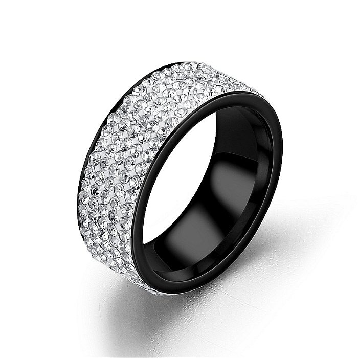 Wholesale Fashion Five-row Diamond Stainless Steel Couple Ring jewelry
