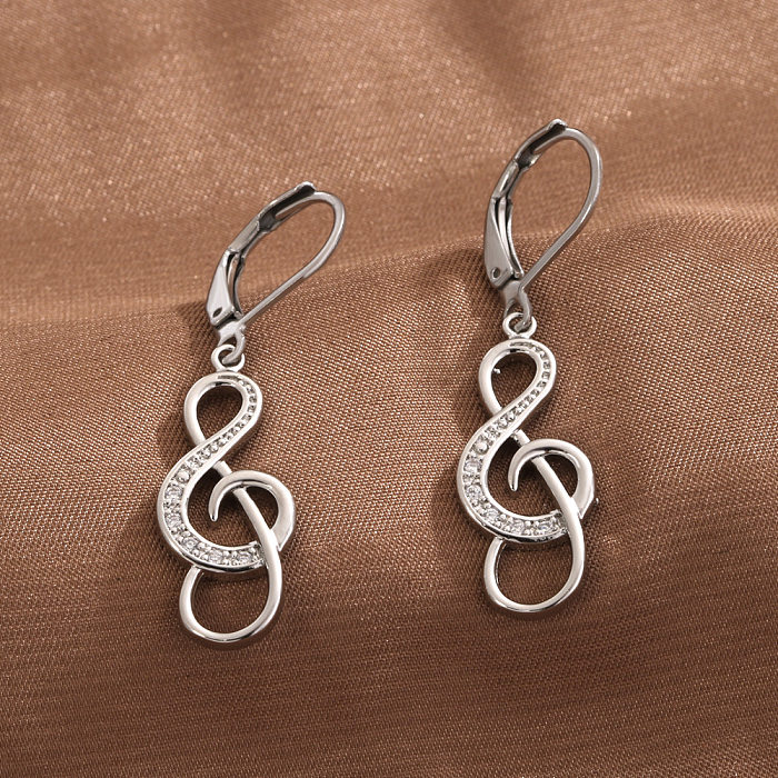 1 Pair Casual Simple Style Cross Heart Shape Flower Plating Inlay Copper Zircon Drop Earrings