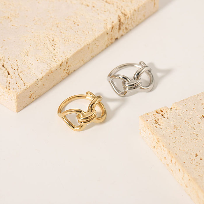 Simple Style Solid Color Stainless Steel Plating 18K Gold Plated Rings