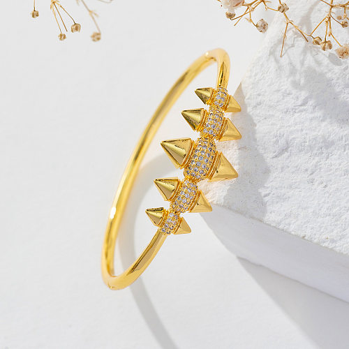 Elegant Geometric Copper Plating Inlay Zircon Bangle