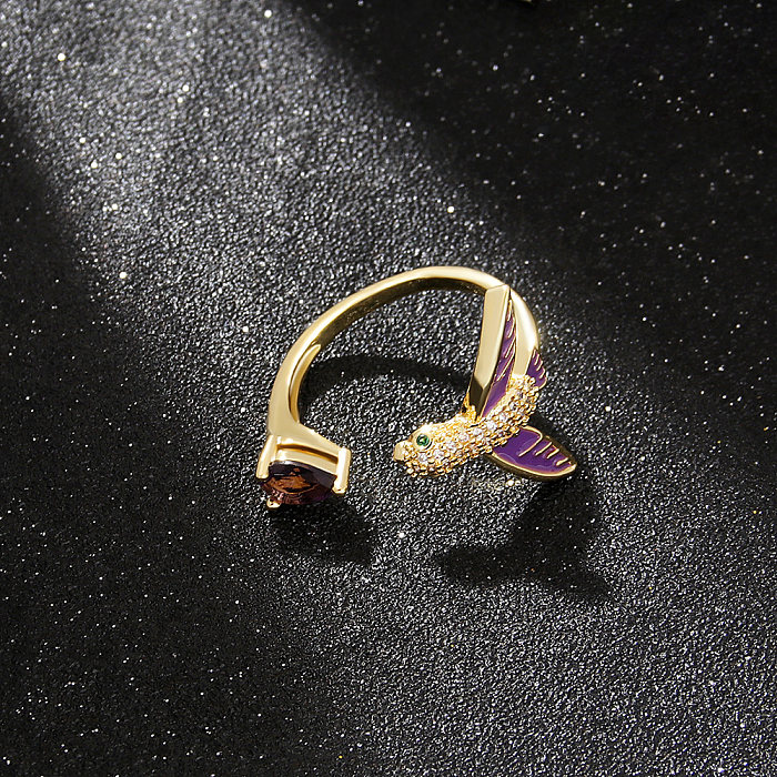 Fashion Bird Copper Plating Zircon Open Ring 1 Piece