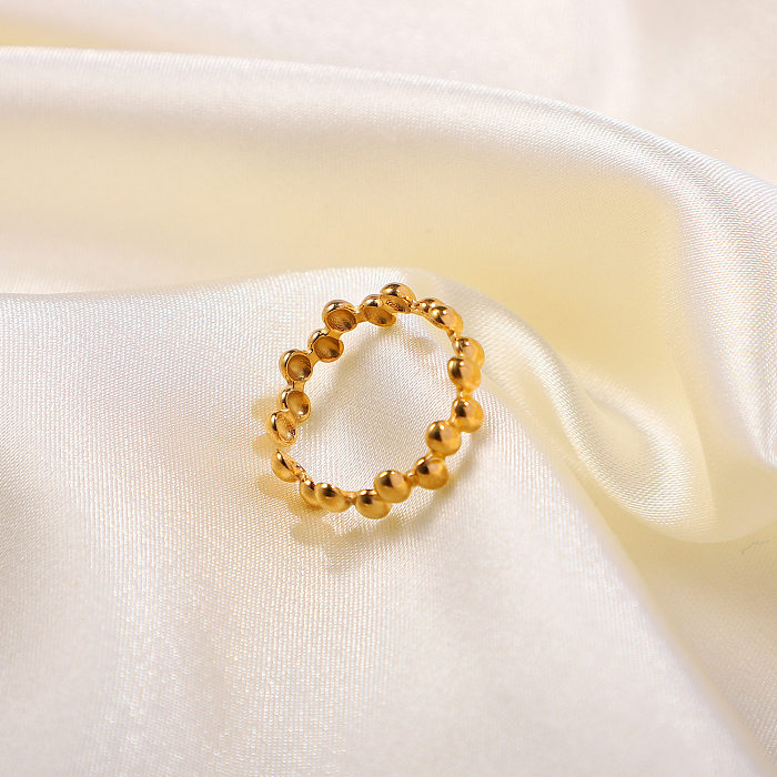Neuer kleiner offener Gold-Beanie-Ring aus Edelstahl mit Titanstahlbeschichtung und 18-karätigem Gold