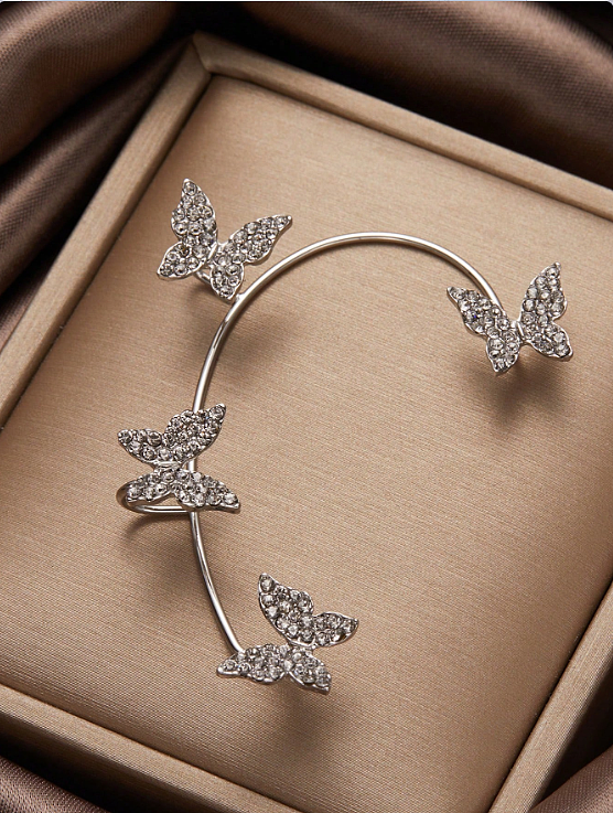 1 Piece Simple Style Butterfly Inlay Copper Zircon Earrings