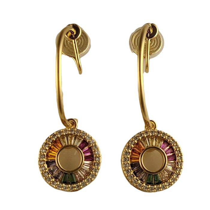 1 paire de boucles d'oreilles pendantes en cuivre et Zircon, Style Simple, incrustation géométrique