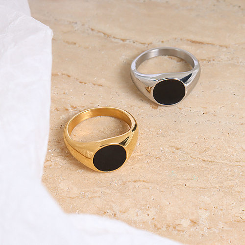 Novo anel de design de gotejamento preto europeu e americano anel de aço de titânio