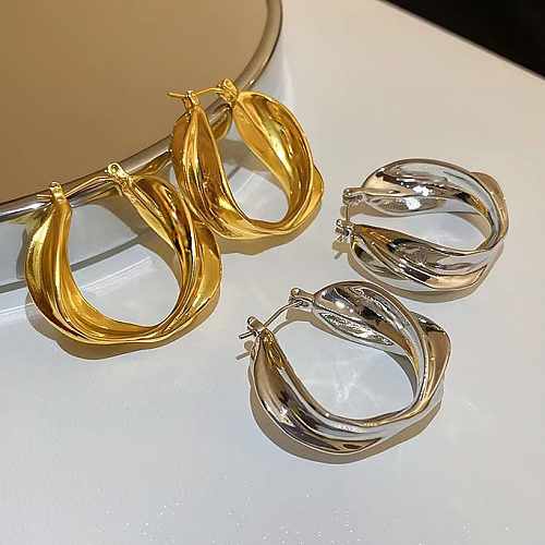 1 Paar klassische, runde, unregelmäßige Kupfer-Ohrringe mit 18-Karat-Vergoldung