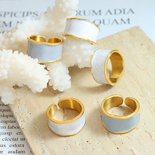 Ethnic Style Solid Color Titanium Steel Plating Rings 1 Piece