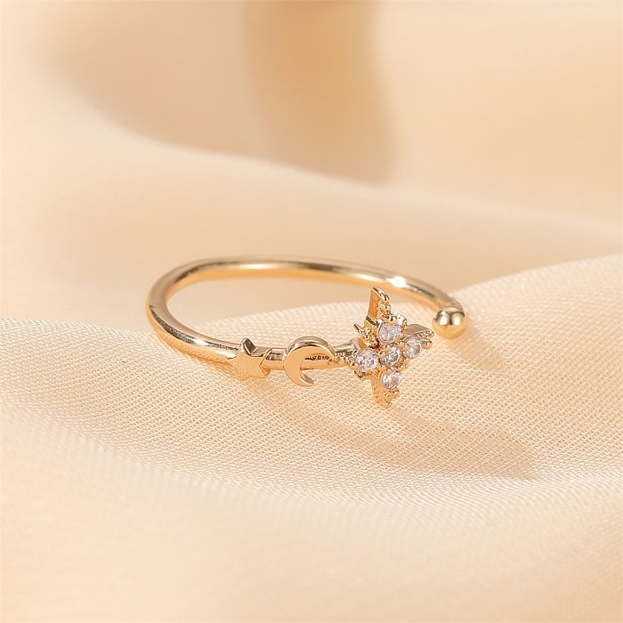 Venta caliente Simple estrella Luna anillo clásico apertura anillo de dedo ajustable joyería al por mayor