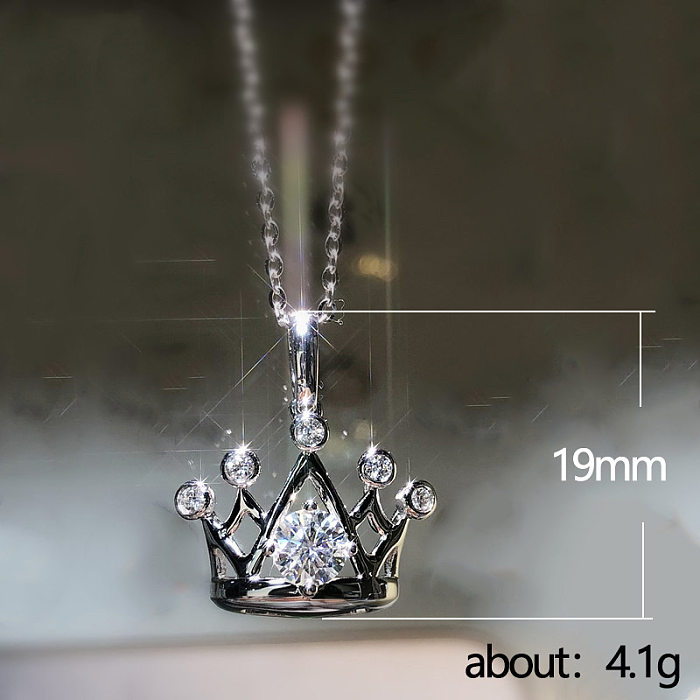 Copper Inlaid Zircon Fashion Crown Pendant Necklace Wholesale