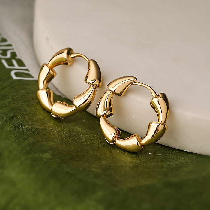 1 Pair Simple Style Commute Geometric Plating Copper 18K Gold Plated Hoop Earrings