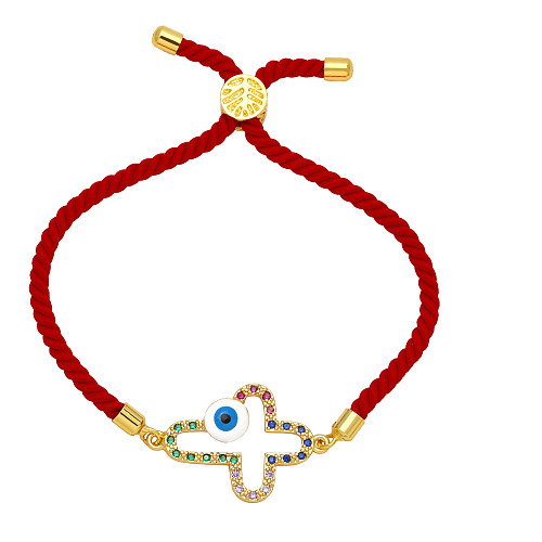 Bracelets plaqués or 18 carats avec incrustation de cuivre et oeil du diable de croix de trajet