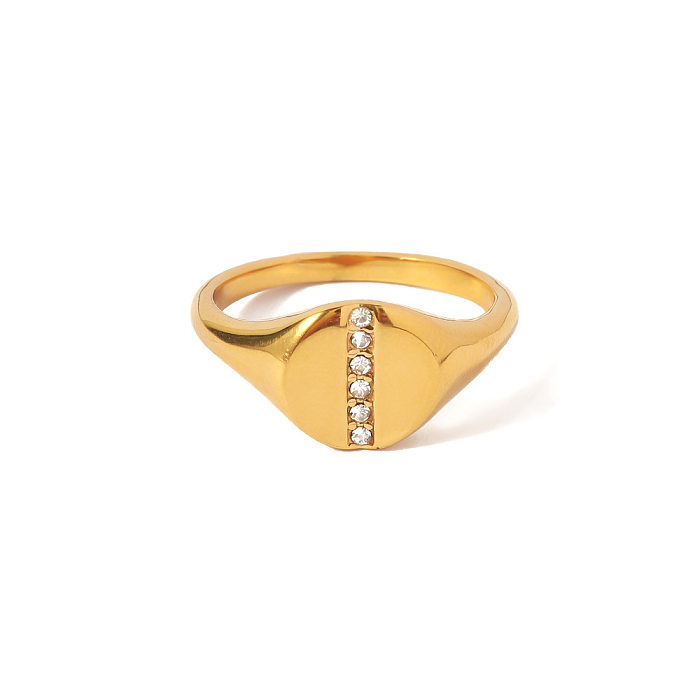 Anéis de zircão banhados a ouro geométricos de aço inoxidável da moda