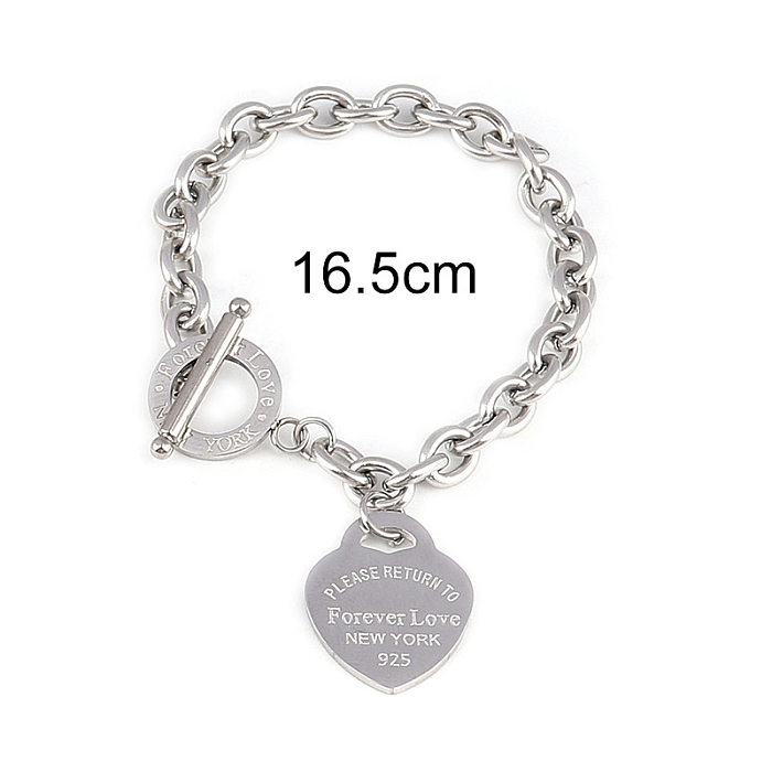 Simple Style Heart Shape Titanium Steel Enamel Bracelets Earrings Necklace